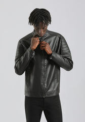 Giubbotto biker effetto pelle|Colore:Nero