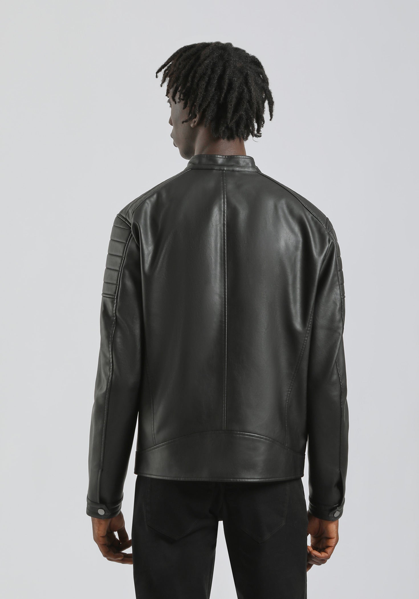 Giubbotto biker effetto pelle|Colore:Nero