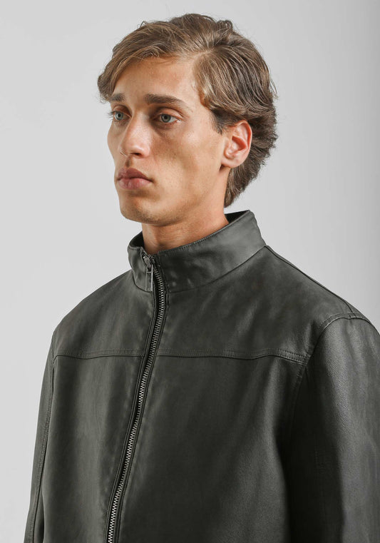 Giubbotto bomber effetto pelle|Colore:Grigio scuro
