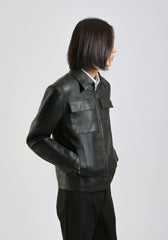 Giacca camicia effetto pelle|Colore:Nero