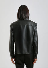 Giacca camicia effetto pelle|Colore:Nero