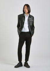 Giacca camicia effetto pelle|Colore:Nero