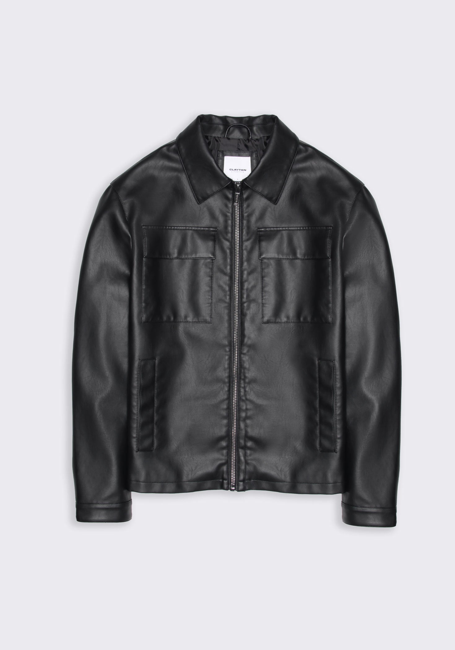 Giacca camicia effetto pelle|Colore:Nero