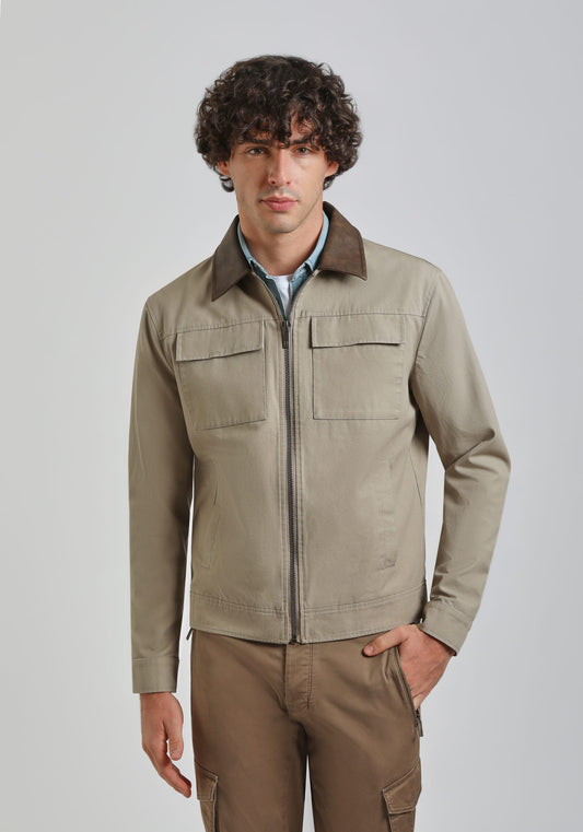 Giacca camicia in cotone|Colore:Sabbia