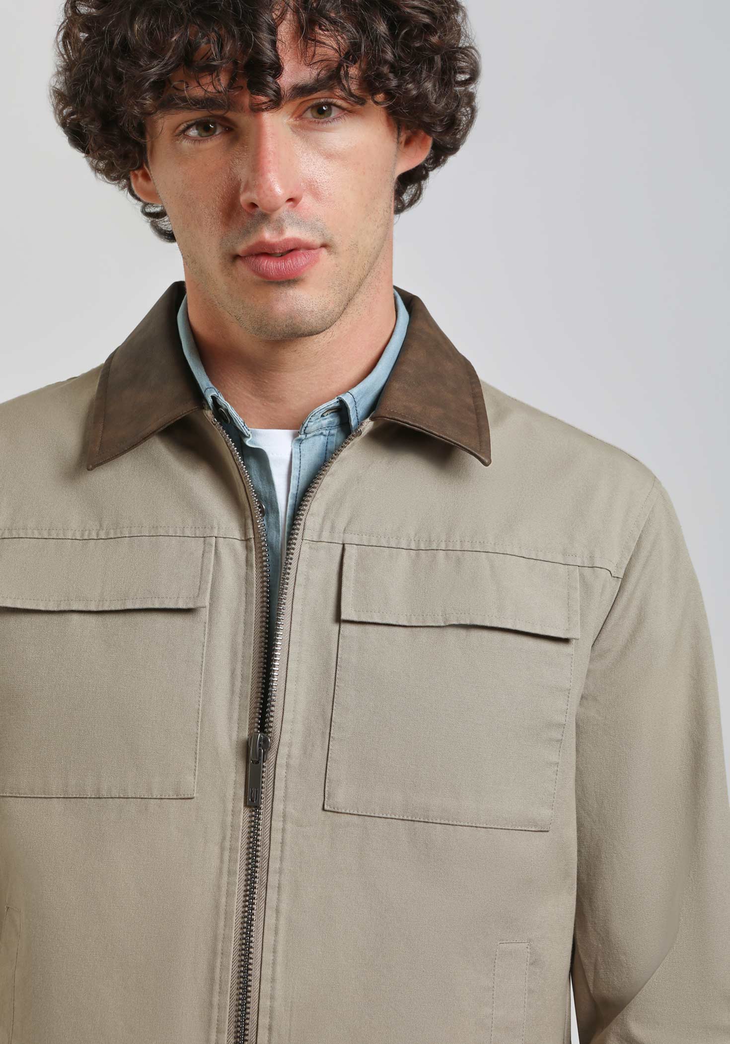 Giacca camicia in cotone|Colore:Sabbia