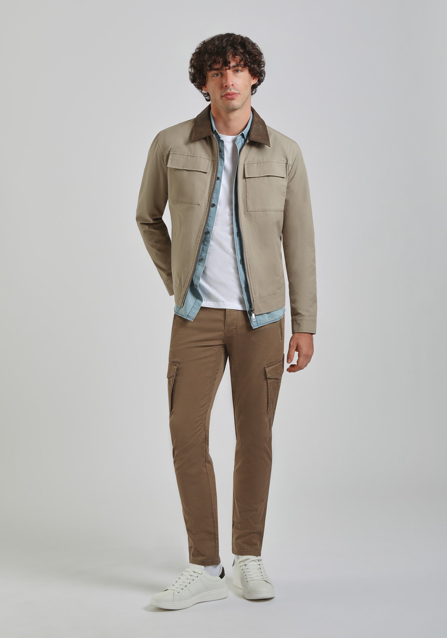 Giacca camicia in cotone|Colore:Sabbia