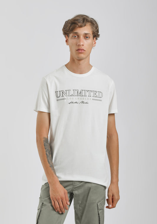 T-shirt 100% cotone con stampa|Colore:Off white