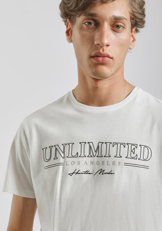 T-shirt 100% cotone con stampa|Colore:Off white