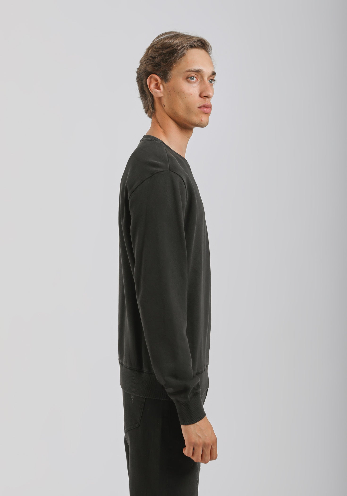 Felpa girocollo con stampa|Colore:Nero