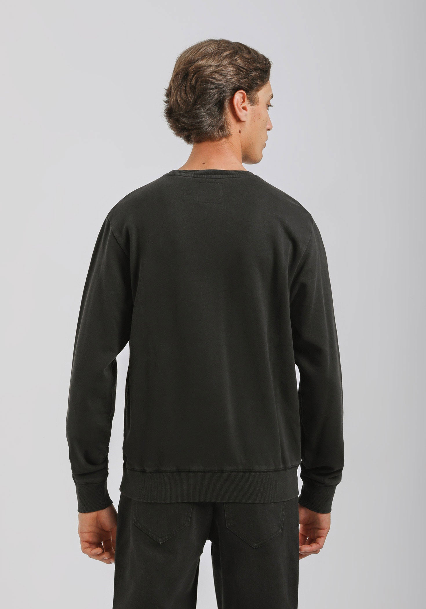 Felpa girocollo con stampa|Colore:Nero