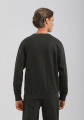 Felpa girocollo con stampa|Colore:Nero