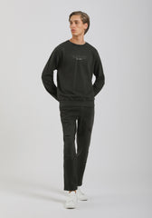 Felpa girocollo con stampa|Colore:Nero