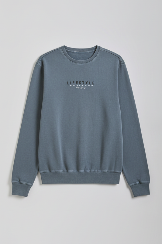 Felpa girocollo con stampa|Colore:Ciano