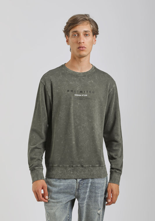 Felpa girocollo con stampa|Colore:Verde