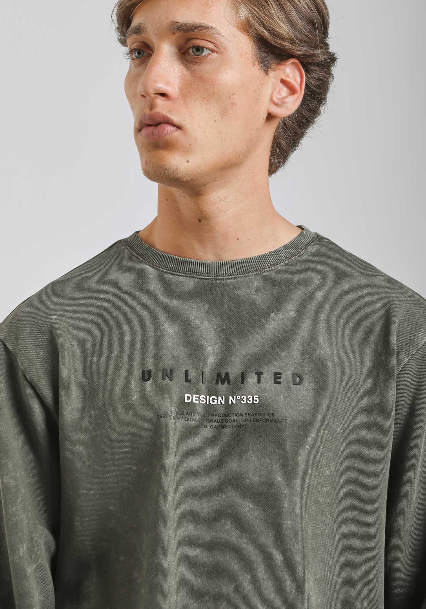 Felpa girocollo con stampa|Colore:Verde