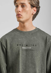 Felpa girocollo con stampa|Colore:Verde