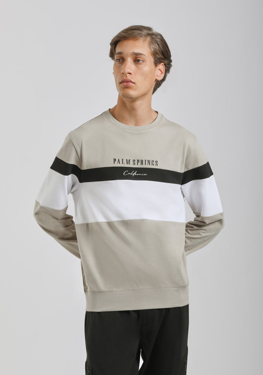 Felpa girocollo colorblock|Colore:Sabbia