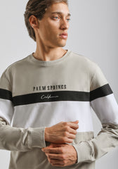 Felpa girocollo colorblock|Colore:Sabbia