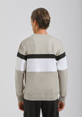 Felpa girocollo colorblock|Colore:Sabbia