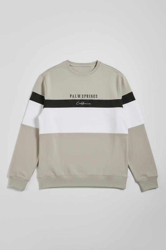 Felpa girocollo colorblock|Colore:Sabbia