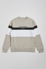 Felpa girocollo colorblock|Colore:Sabbia