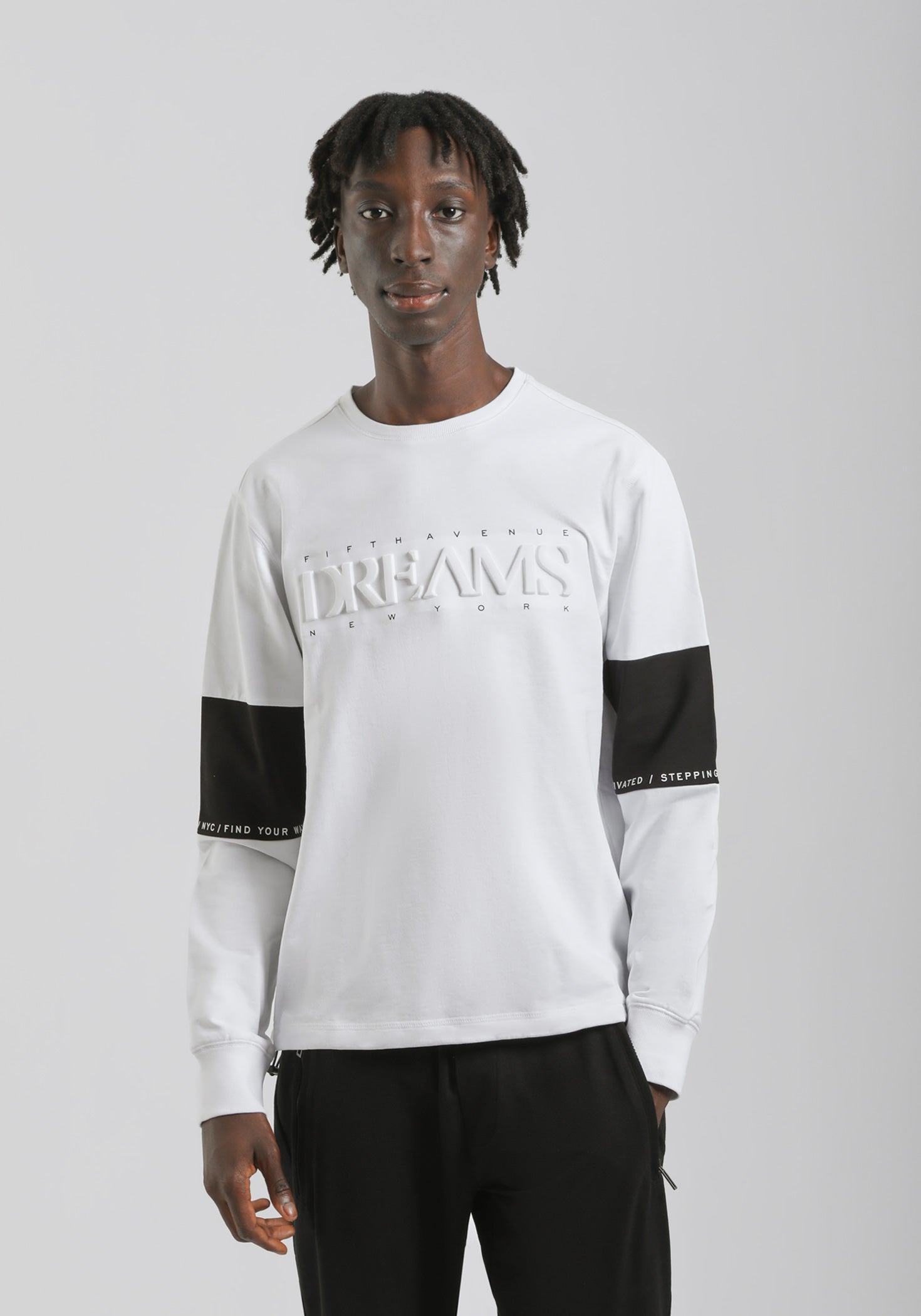 Felpa girocollo con stampa a rilievo|Colore:Bianco