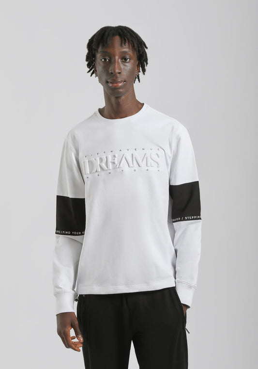 Felpa girocollo con stampa a rilievo|Colore:Bianco