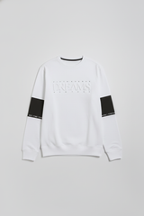 Felpa girocollo con stampa a rilievo|Colore:Bianco