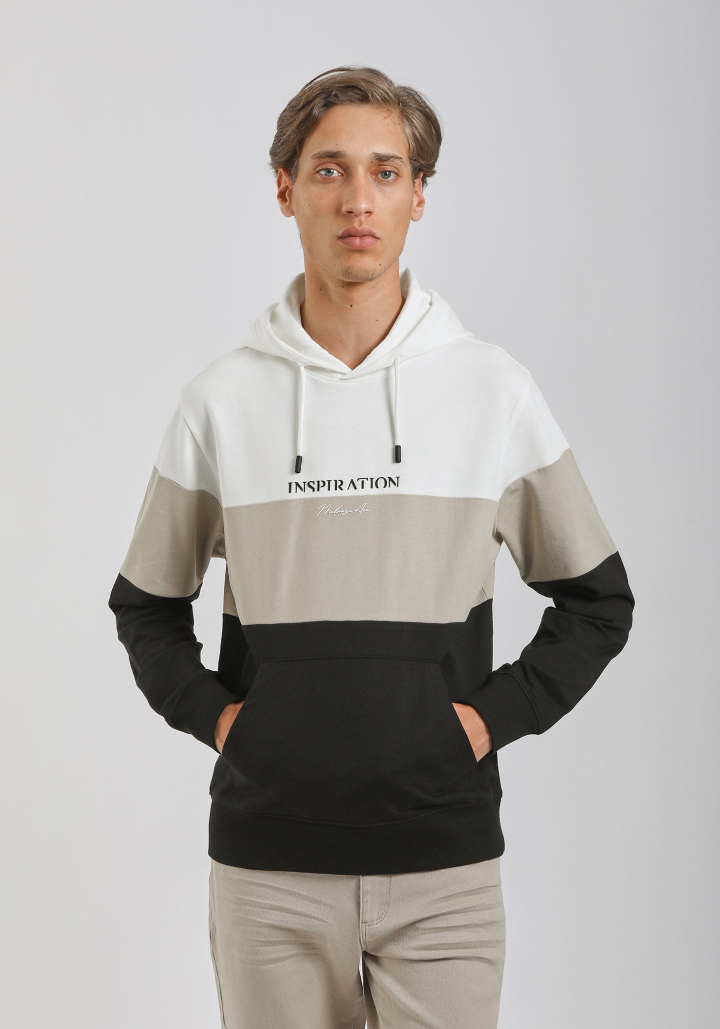 Felpa con cappuccio colorblock|Colore:Sabbia