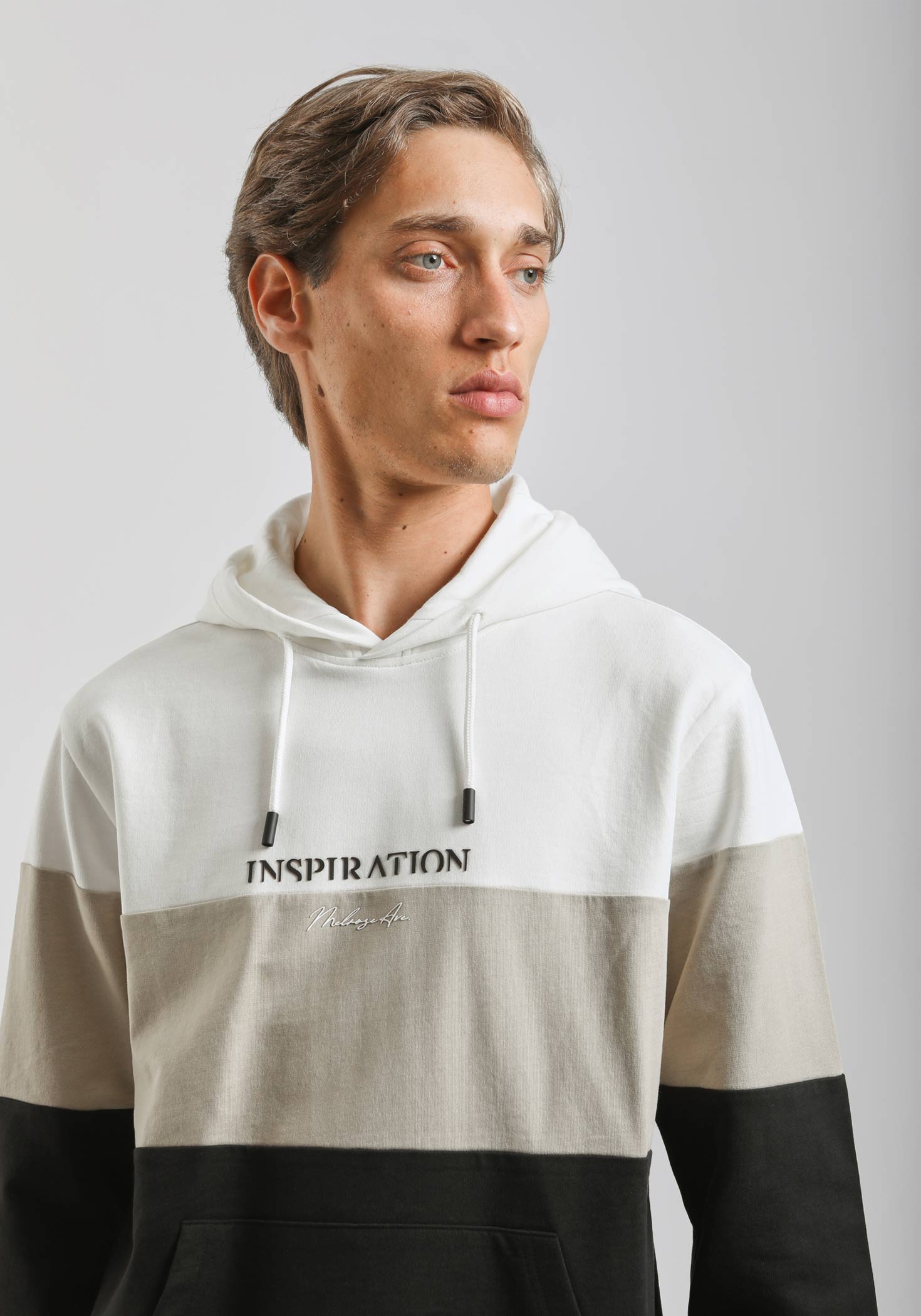 Felpa con cappuccio colorblock|Colore:Sabbia