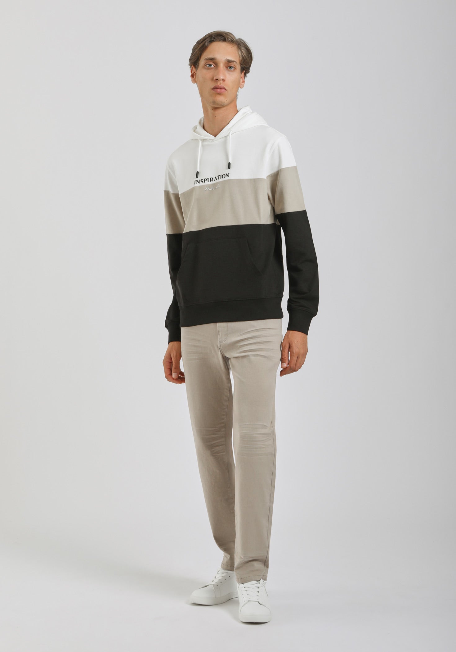 Felpa con cappuccio colorblock|Colore:Sabbia