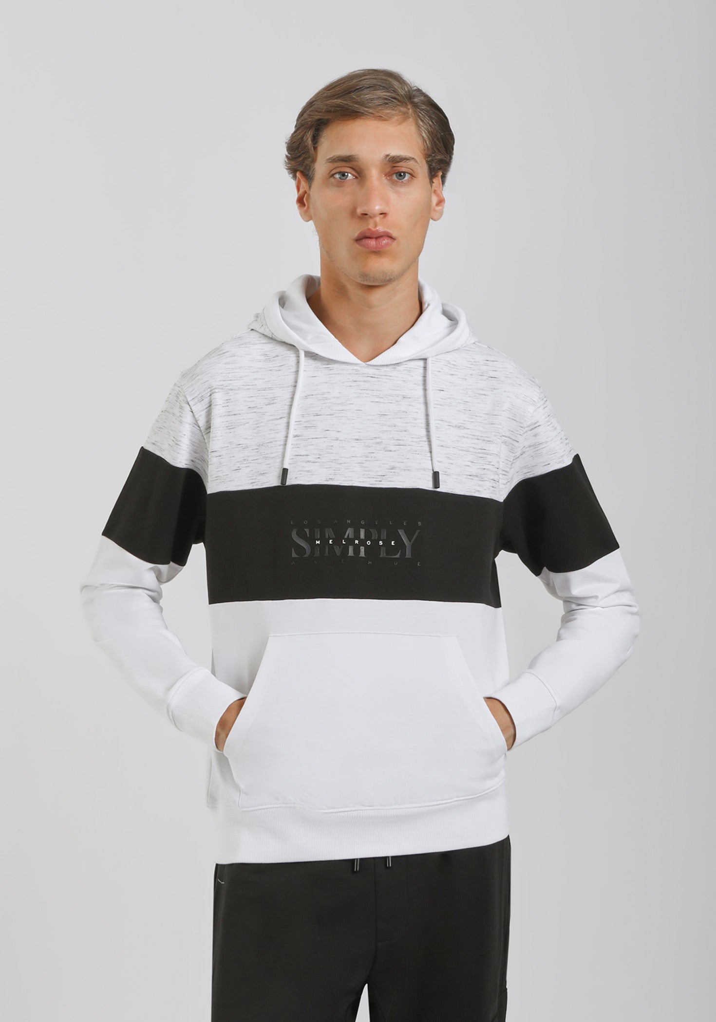 Felpa con cappuccio colorblock|Colore:Bianco tw