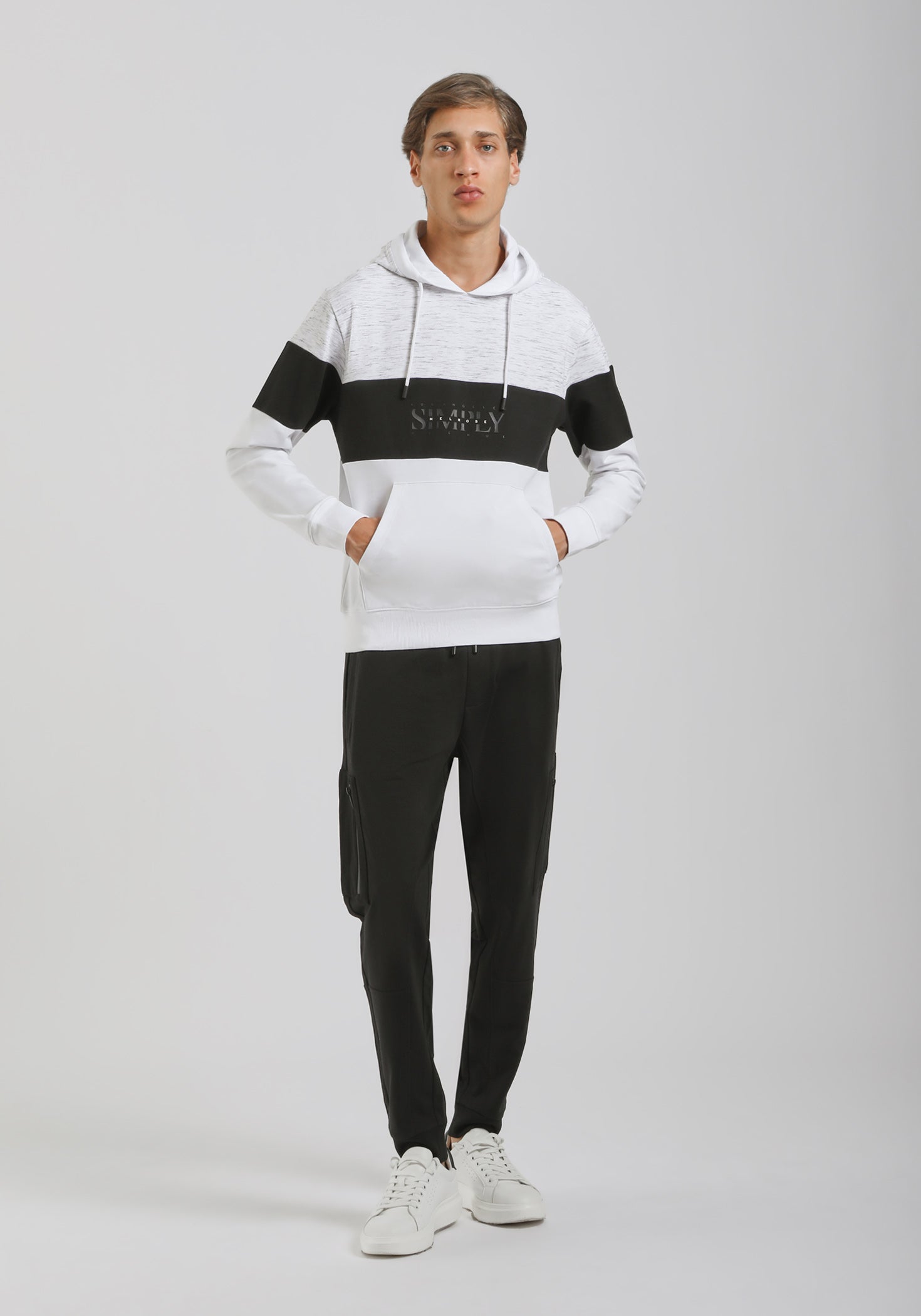 Felpa con cappuccio colorblock|Colore:Bianco tw