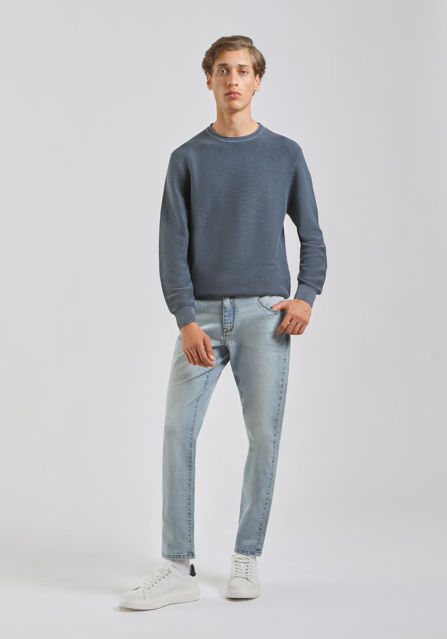 Maglia girocollo 100% cotone|Colore:Denim