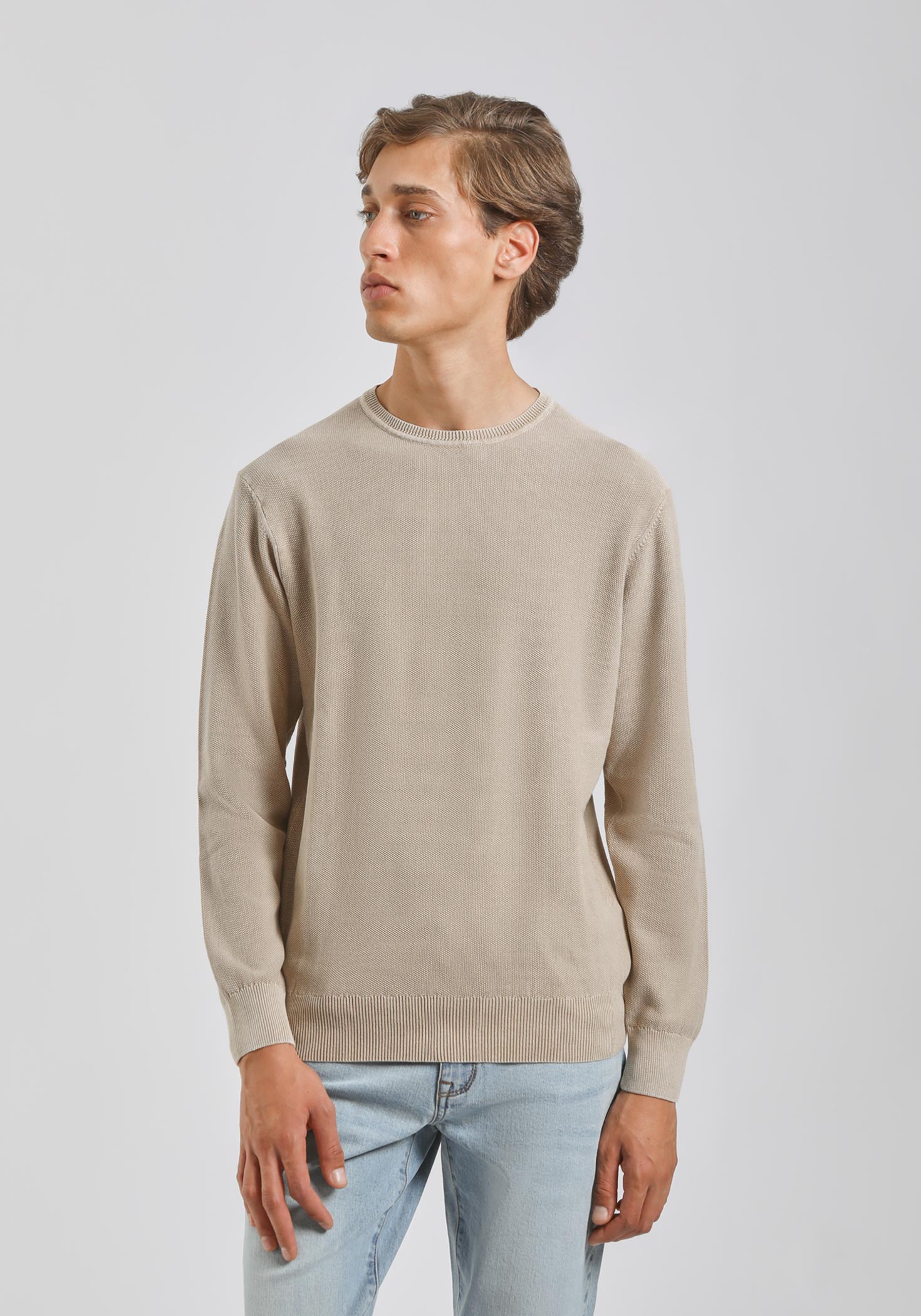 Maglia girocollo 100% cotone|Colore:Sabbia