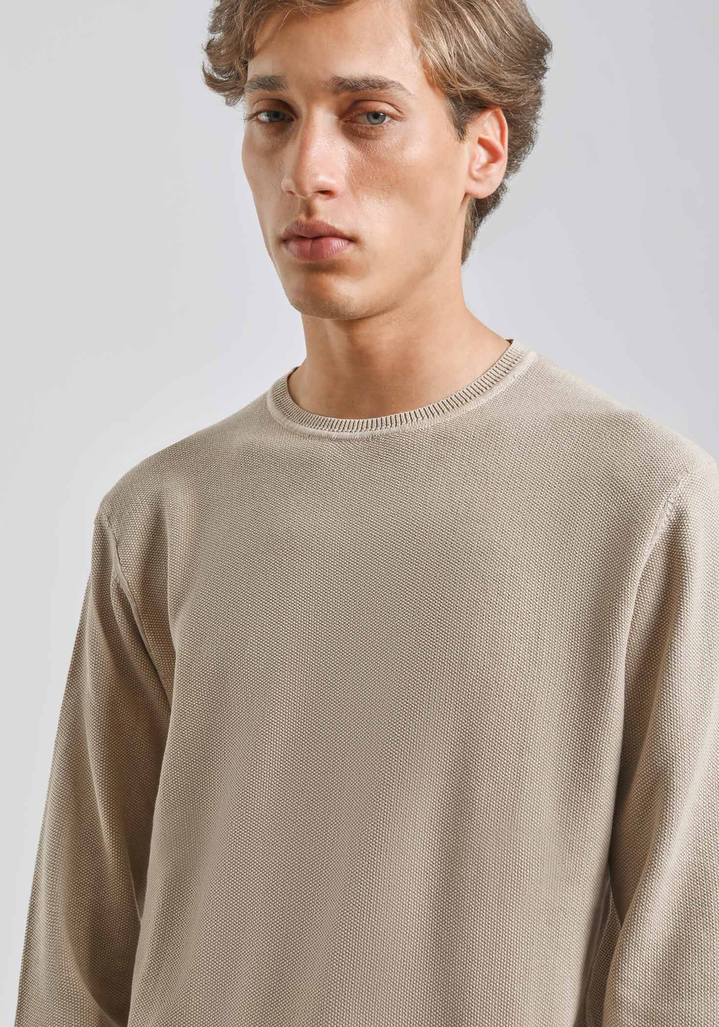 Maglia girocollo 100% cotone|Colore:Sabbia