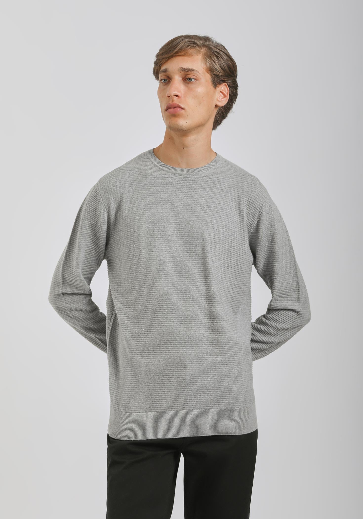 Maglia girocollo in cotone|Colore:Grigio melange