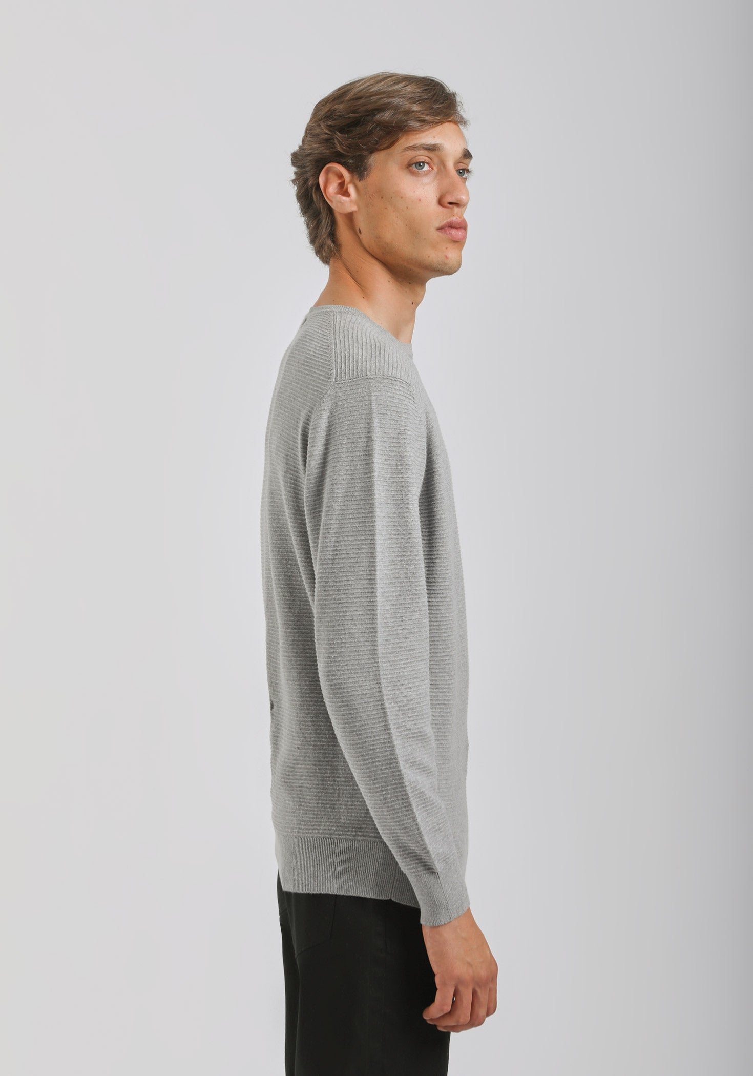 Maglia girocollo in cotone|Colore:Grigio melange