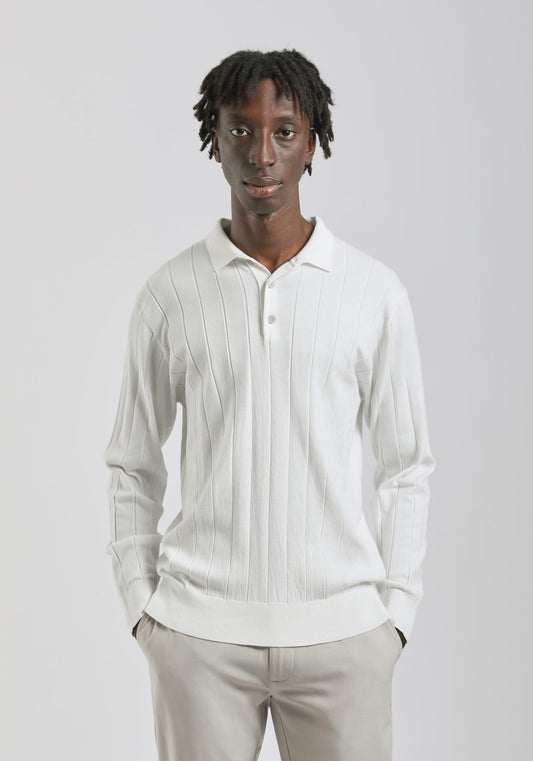 Polo manica lunga con bottoni|Colore:Ecrù