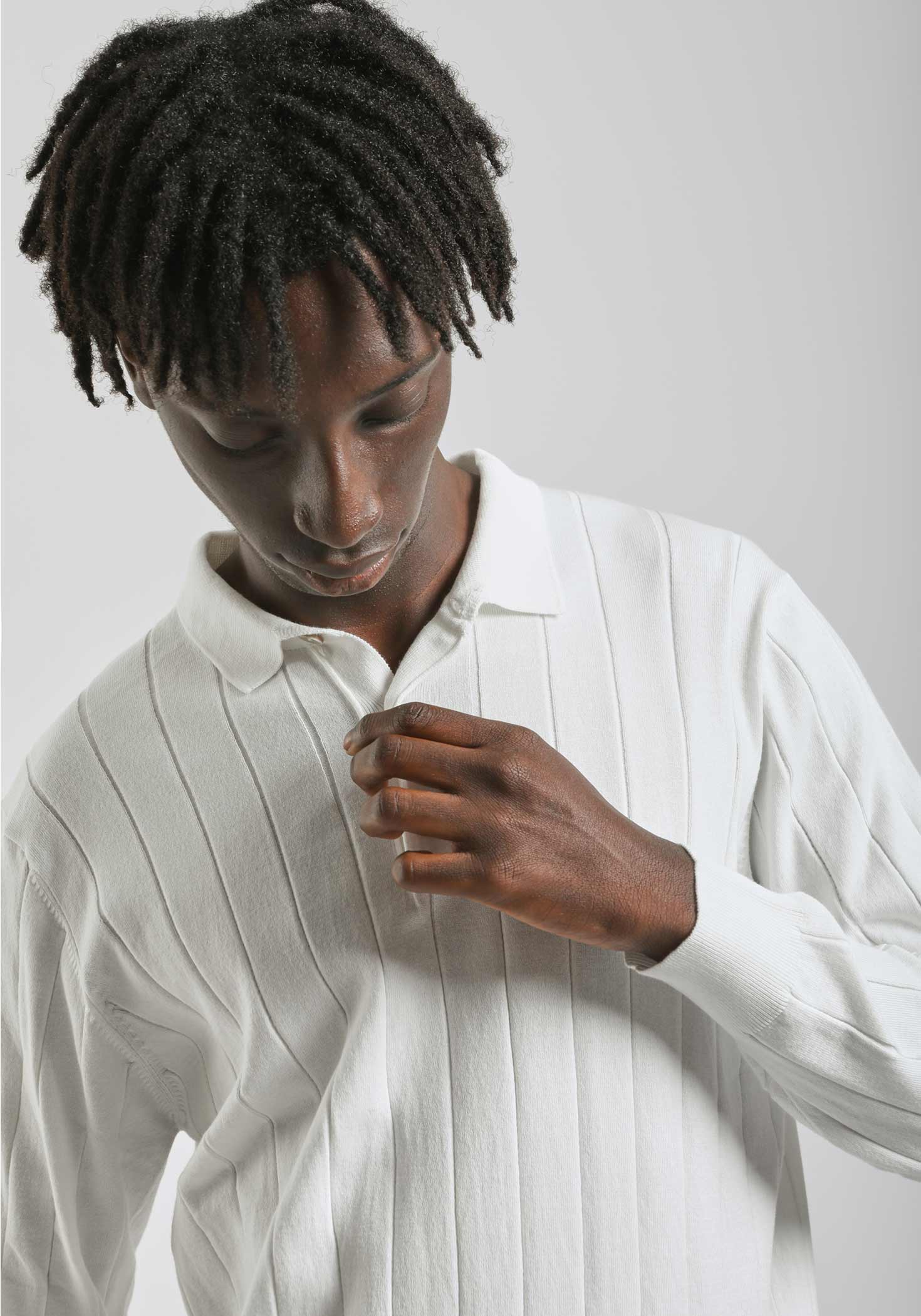 Polo manica lunga con bottoni|Colore:Ecrù