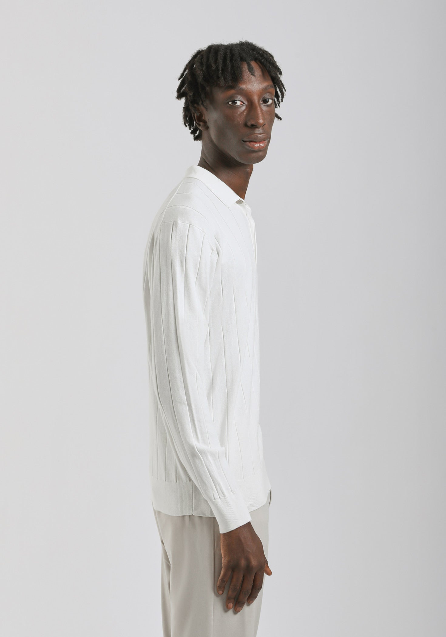 Polo manica lunga con bottoni|Colore:Ecrù