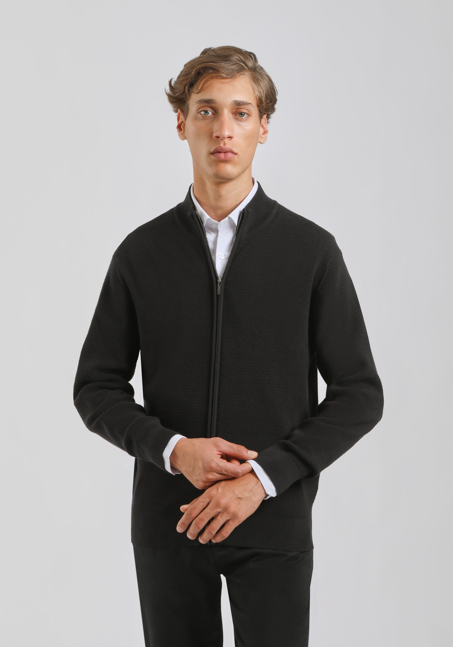 Cardigan con zip|Colore:Nero