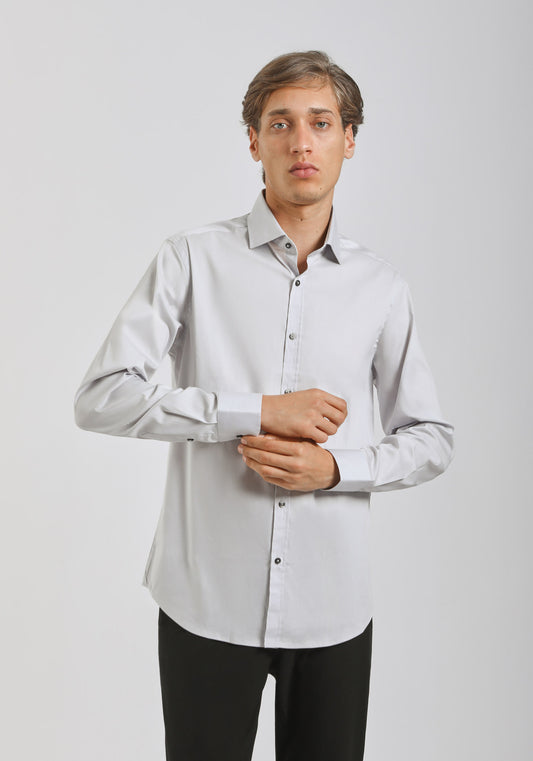 Camicia manica lunga in cotone|Colore:Grigio perla