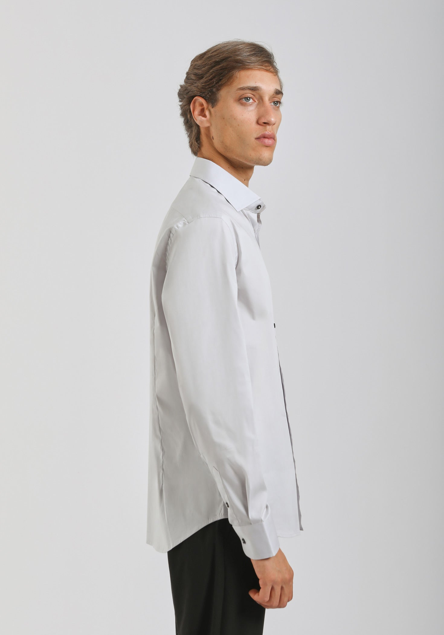 Camicia manica lunga in cotone|Colore:Grigio perla