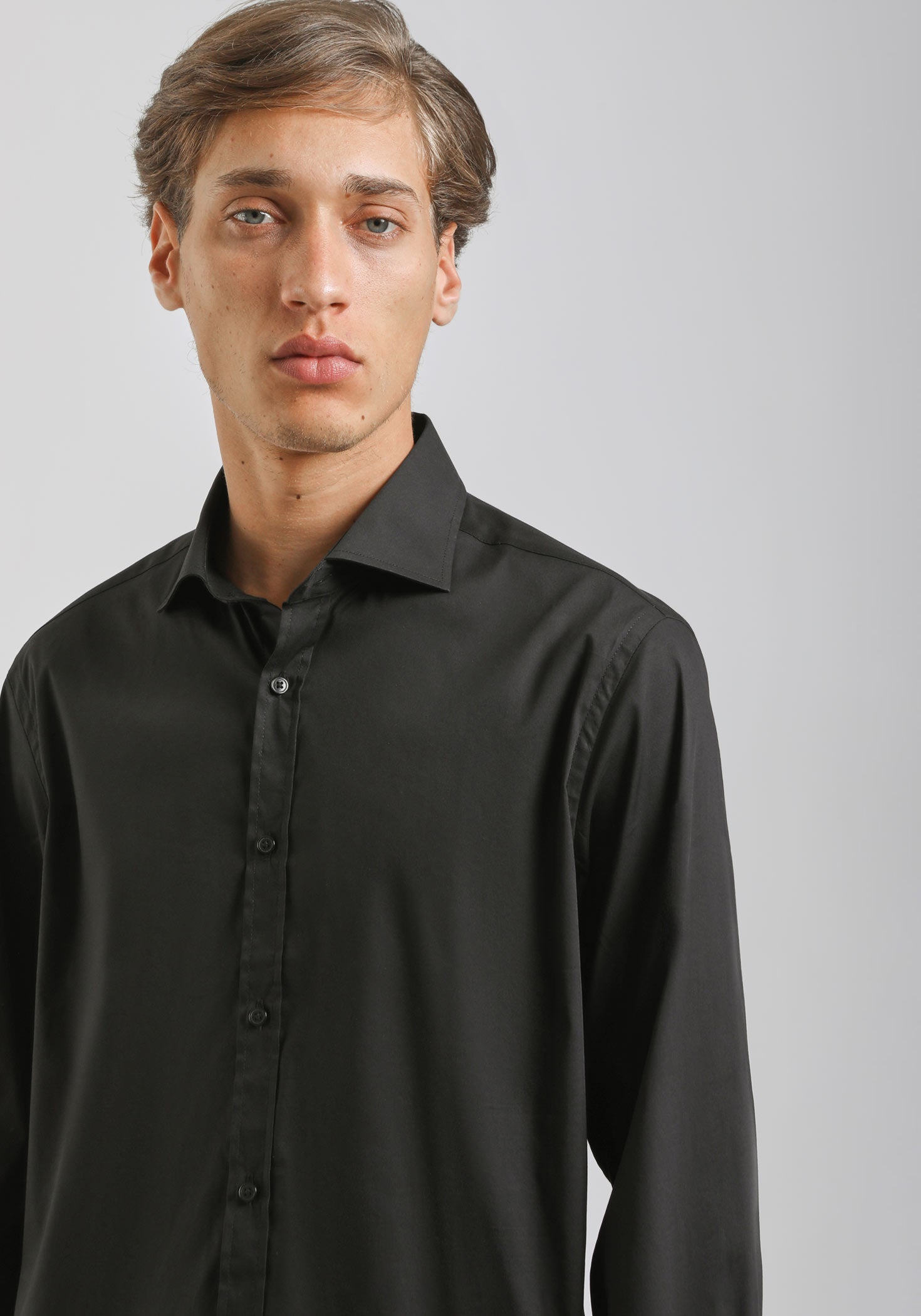 Camicia manica lunga in cotone|Colore:Nero