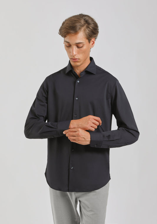 Camicia manica lunga tinta unita|Colore:Blue