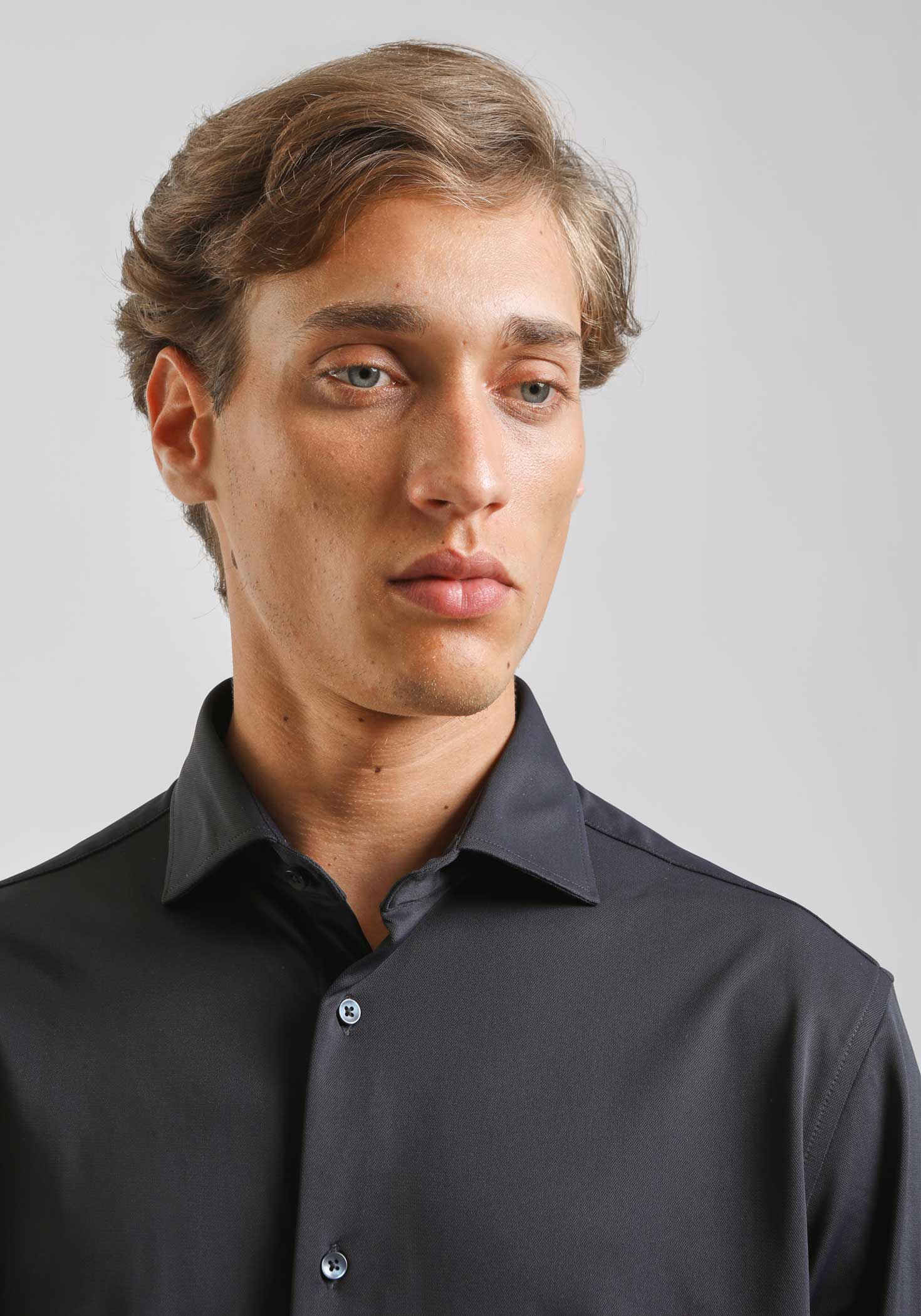 Camicia manica lunga tinta unita|Colore:Blue