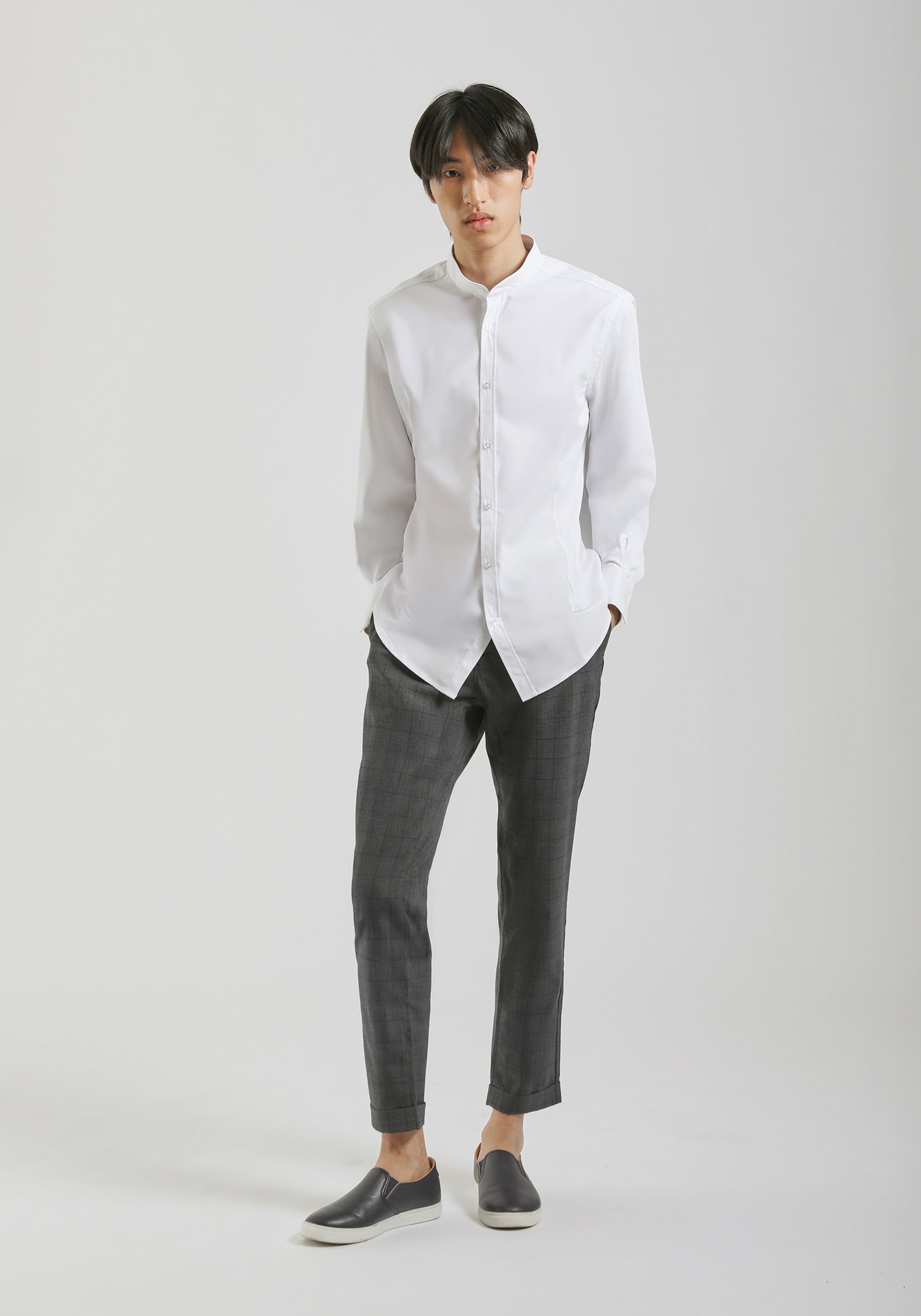 Camicia collo coreano|Colore:Bianco