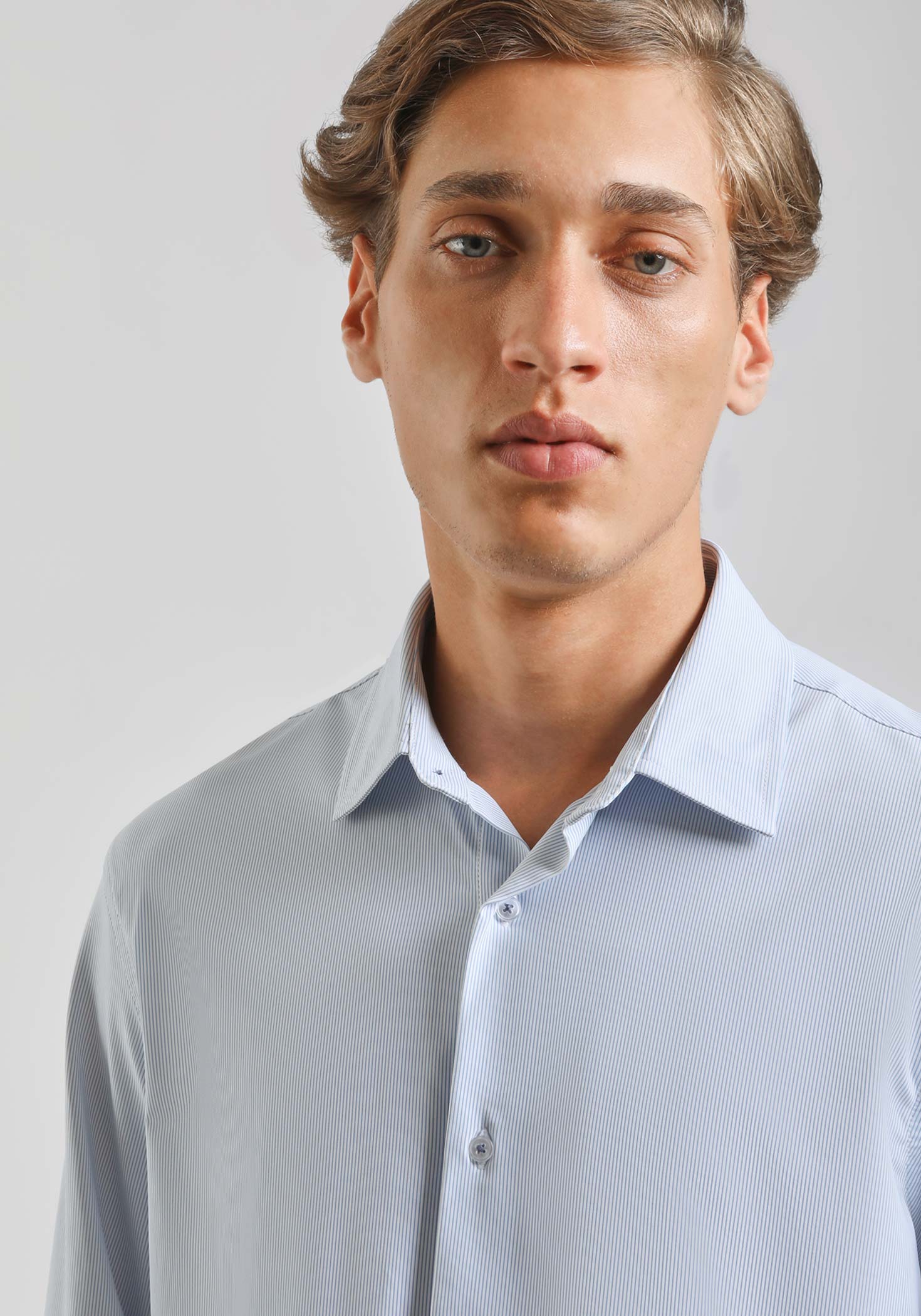 Camicia manica lunga a righe|Colore:Cielo