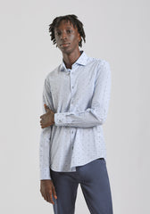 Camicia in cotone con microfantasia|Colore:Celeste